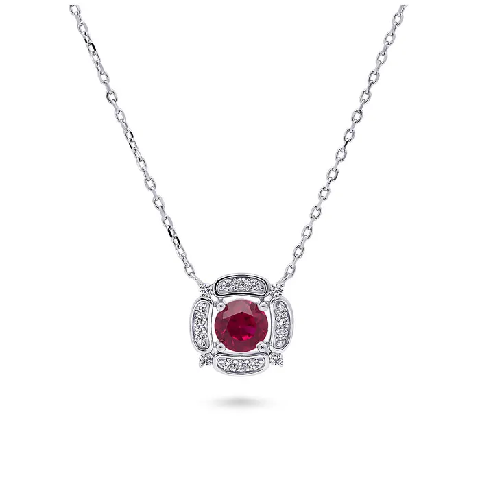 Necklaces Flower Halo CZ Necklace and Earrings in Sterling Silver BERRICLE