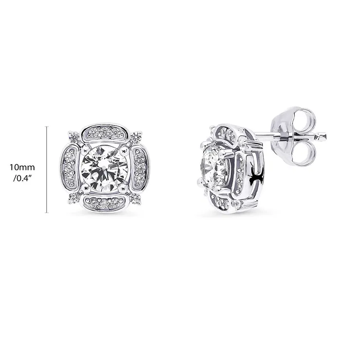 Necklaces Flower Halo CZ Necklace and Earrings in Sterling Silver BERRICLE