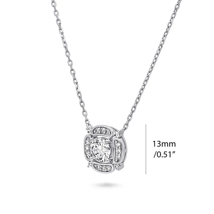 Necklaces Flower Halo CZ Necklace and Earrings in Sterling Silver BERRICLE