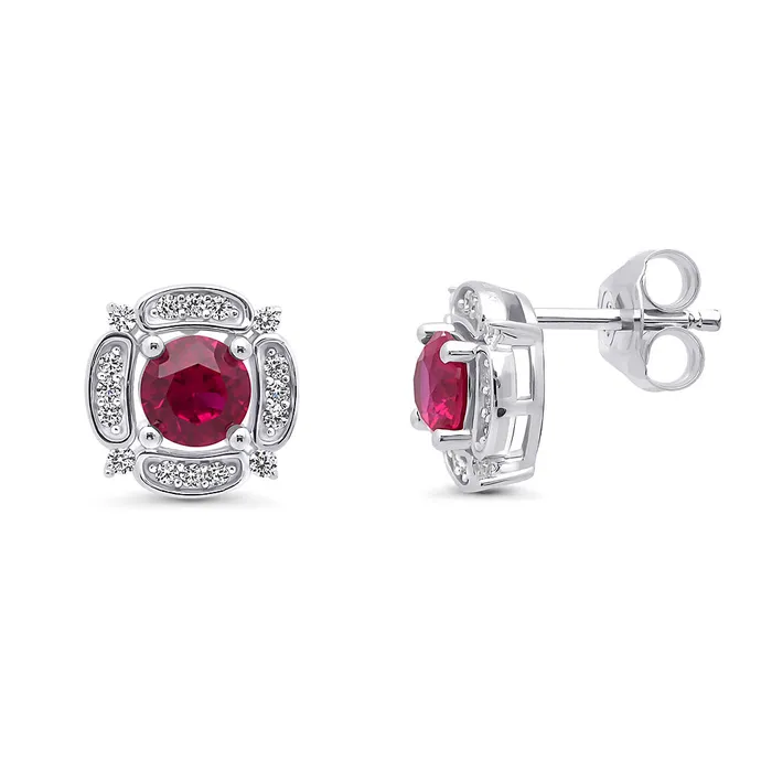 Necklaces Flower Halo CZ Necklace and Earrings in Sterling Silver BERRICLE