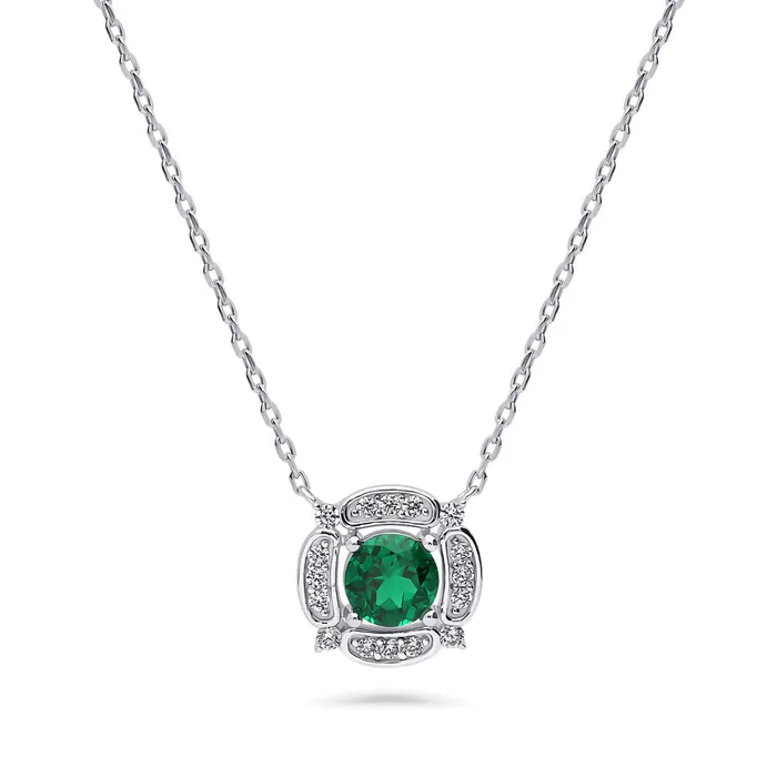 Necklaces Flower Halo CZ Necklace and Earrings in Sterling Silver BERRICLE