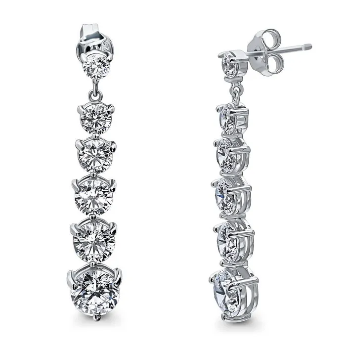 Necklaces Graduated CZ Necklace and Earrings in Sterling Silver BERRICLE