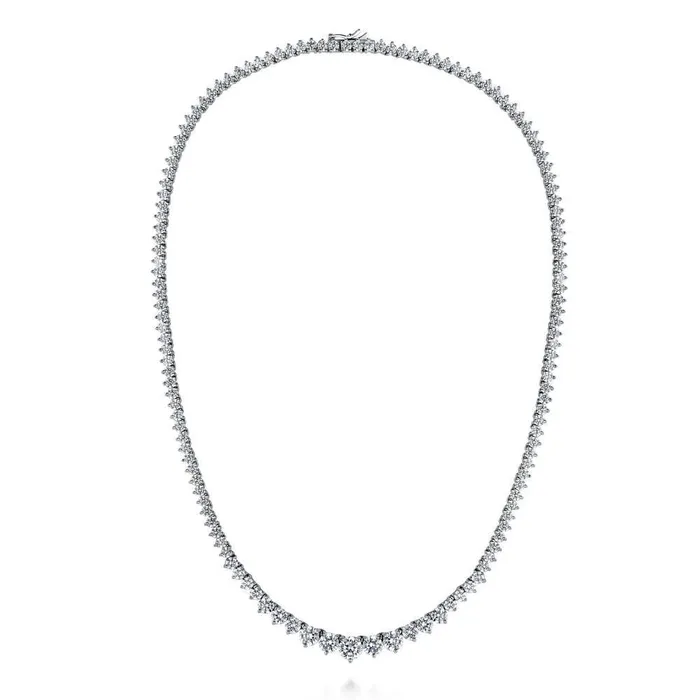 Necklaces Graduated CZ Necklace and Earrings in Sterling Silver BERRICLE