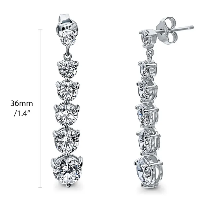 Necklaces Graduated CZ Necklace and Earrings in Sterling Silver BERRICLE