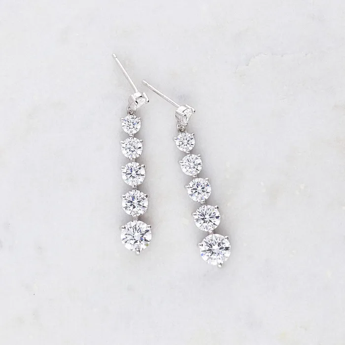 Necklaces Graduated CZ Necklace and Earrings in Sterling Silver BERRICLE