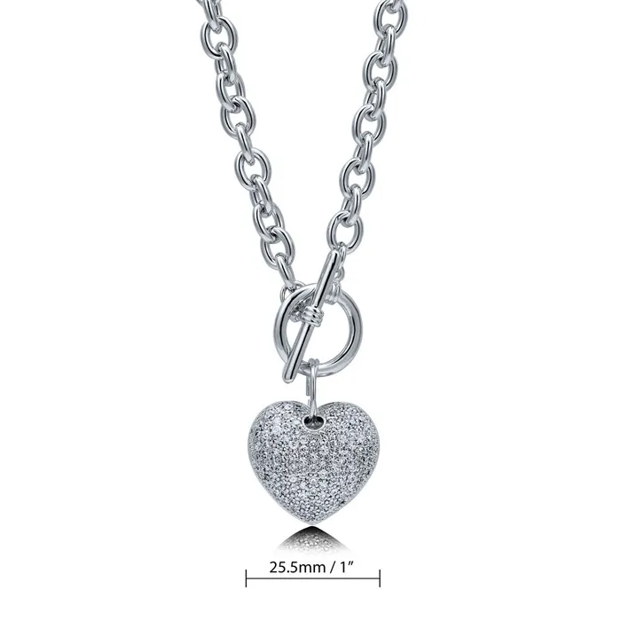 Necklaces Heart CZ Toggle Necklace in 2Tone 2 Piece BERRICLE