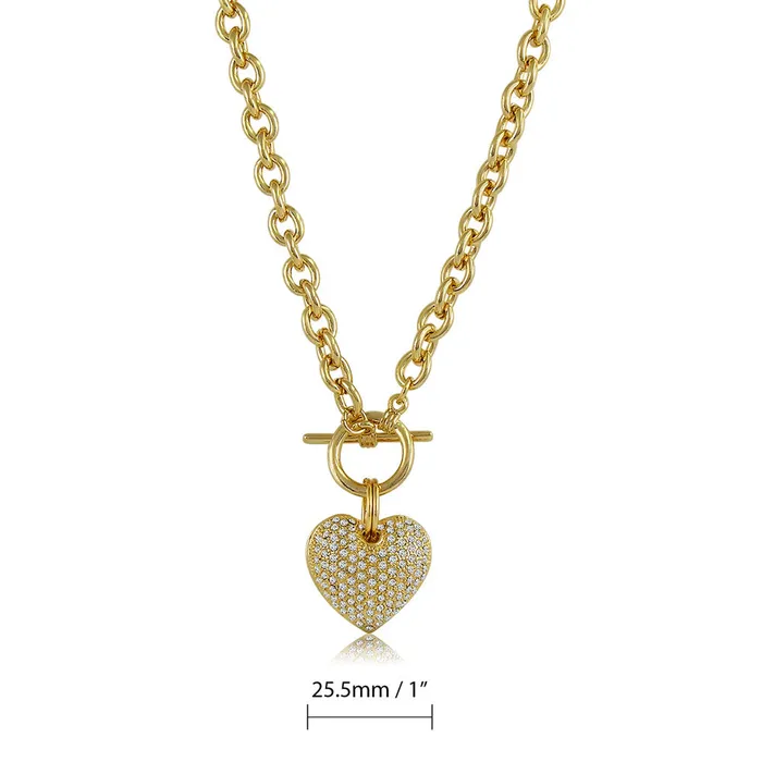 Necklaces Heart CZ Toggle Necklace in 2Tone 2 Piece BERRICLE