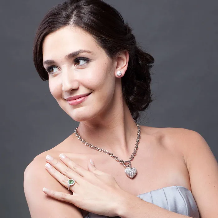 Necklaces Heart CZ Toggle Necklace in 2Tone 2 Piece BERRICLE
