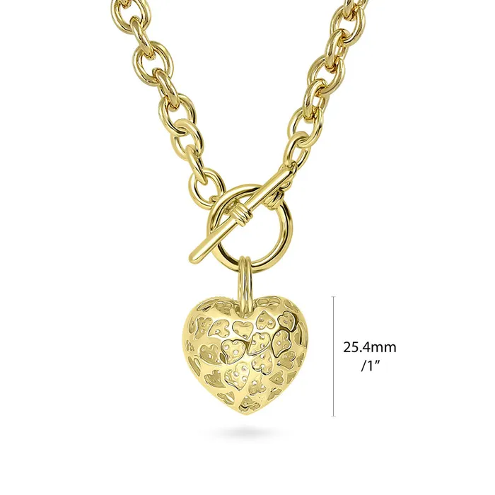 Necklaces Heart CZ Toggle Necklace in 2Tone 2 Piece BERRICLE