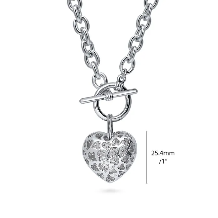 Necklaces Heart CZ Toggle Necklace in 2Tone 2 Piece BERRICLE