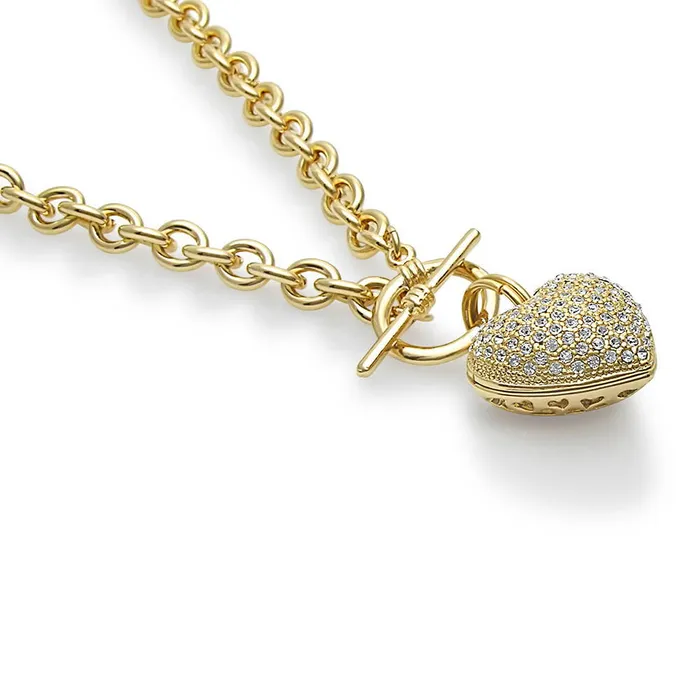 Necklaces Heart CZ Toggle Necklace in 2Tone 2 Piece BERRICLE