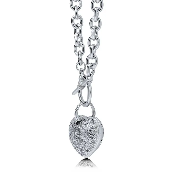 Necklaces Heart CZ Toggle Necklace in 2Tone 2 Piece BERRICLE