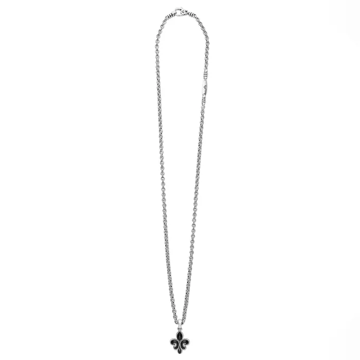 Necklaces LAGOS Anthem Black Agate Fleur De Lis Amulet Necklace Necklaces LAGOS Anthem Black Agate Fleur De Lis Amulet Necklace