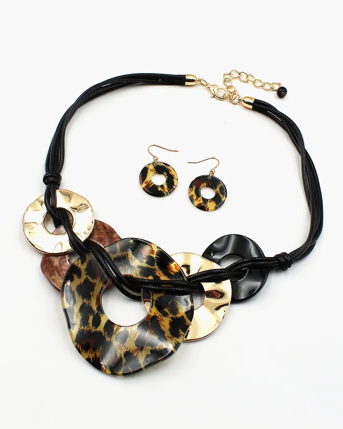 Necklaces Leopard Print Collar Necklace Set 11172023