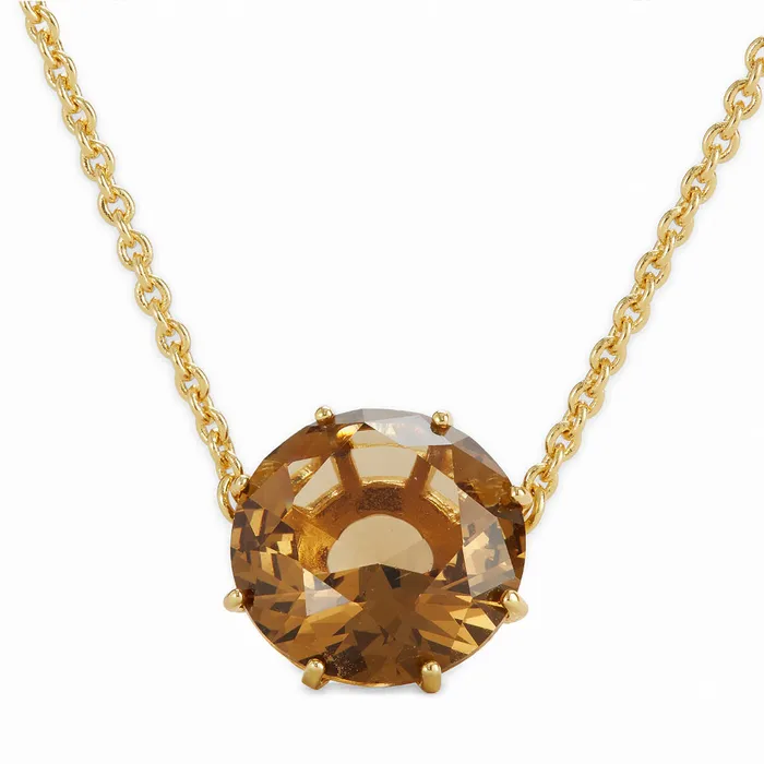 Necklaces Les Nereides Les Nereides Golden Brown Diamantine Round Pendant Necklace Necklaces Les Nereides Les Nereides Golden Brown Diamantine Round Pendant Necklace