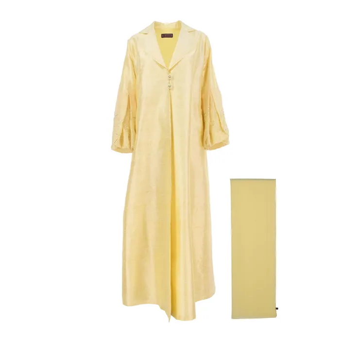 Necklaces N Design Womens Yellow Hand Embroidered Abaya N Design