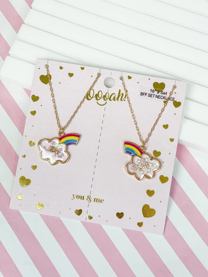 Necklaces Prep Obsessed ESS Rainbow Cloud BFF Necklace Set