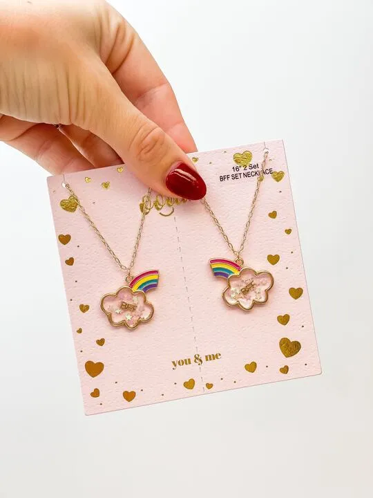 Necklaces Prep Obsessed ESS Rainbow Cloud BFF Necklace Set