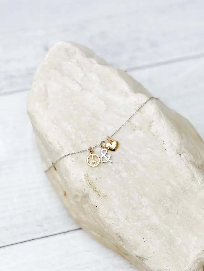 Necklaces Prep Obsessed PR Peace Love Charm Necklace