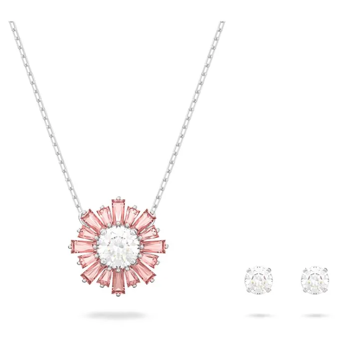 Necklaces Swarovski Swarovski Sunshine Sets Necklace and Earrings Pink Rhodium plated ONE SIZE