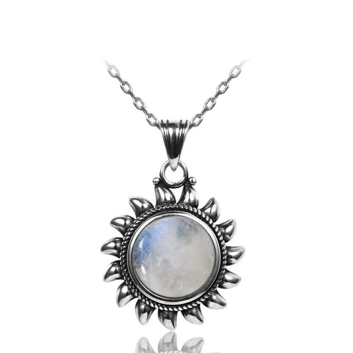 Necklaces WickedAF Majestic Sun Natural Moonstone Sterling Silver Necklace