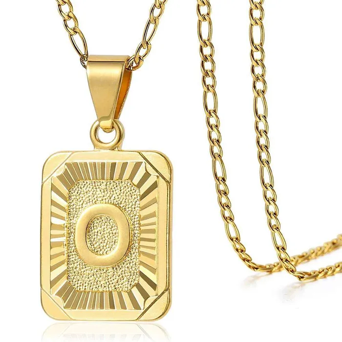 Novalico Necklaces Figaro Chain Initial Name Necklace