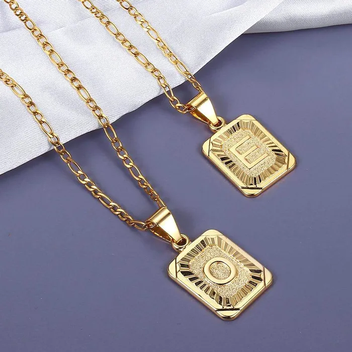 Novalico Necklaces Figaro Chain Initial Name Necklace