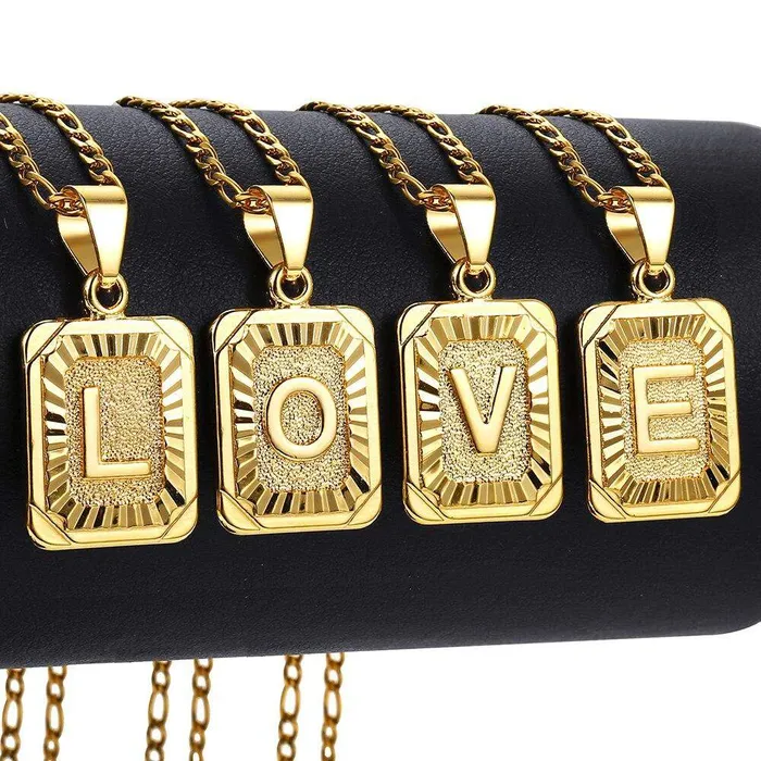 Novalico Necklaces Figaro Chain Initial Name Necklace