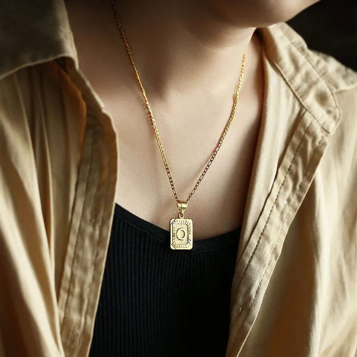 Novalico Necklaces Figaro Chain Initial Name Necklace