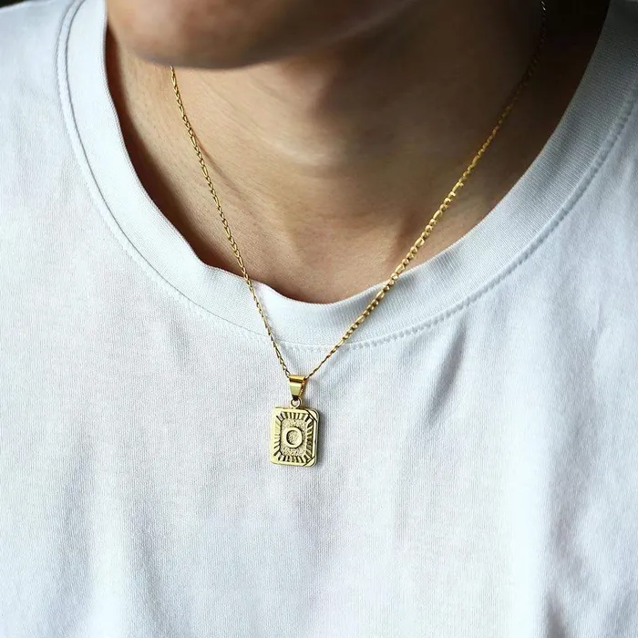 Novalico Necklaces Figaro Chain Initial Name Necklace
