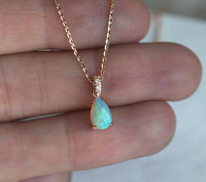 Opal Necklace Diamond Necklace dreamofopal Necklaces