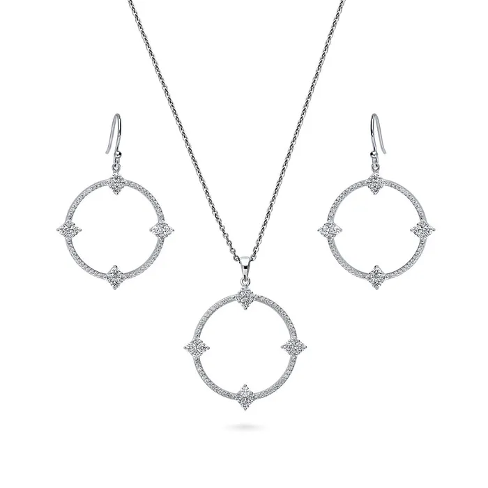 Open Circle Flower CZ Set in Sterling Silver BERRICLE Rings
