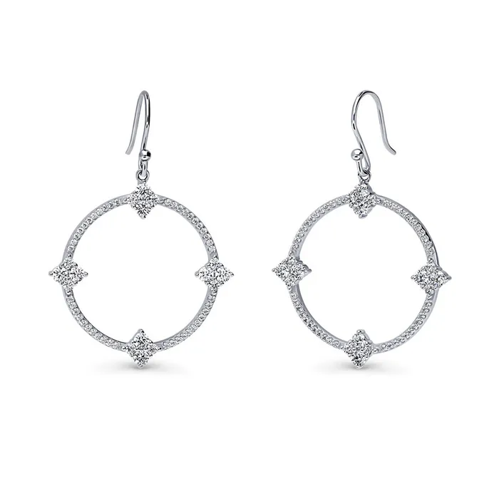 Open Circle Flower CZ Set in Sterling Silver BERRICLE Rings