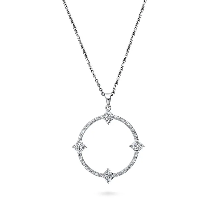 Open Circle Flower CZ Set in Sterling Silver BERRICLE Rings