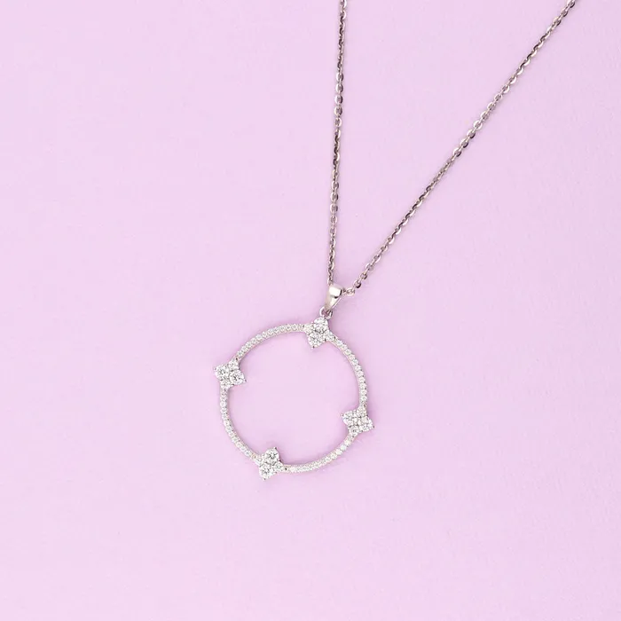 Open Circle Flower CZ Set in Sterling Silver BERRICLE Rings