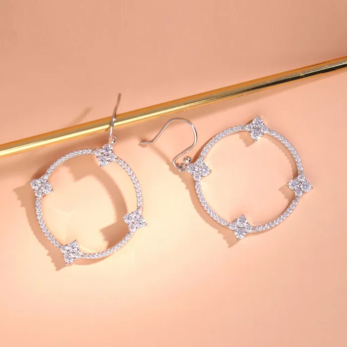 Open Circle Flower CZ Set in Sterling Silver BERRICLE Rings