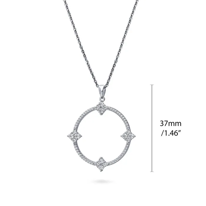 Open Circle Flower CZ Set in Sterling Silver BERRICLE Rings