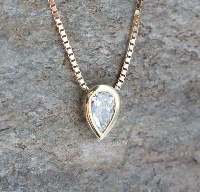 Pear Diamond Necklace Solitaire Diamond Necklace Capucinne Necklaces