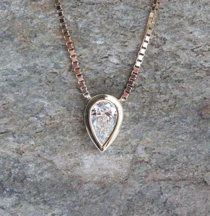 Pear Diamond Necklace Solitaire Diamond Necklace Capucinne Necklaces