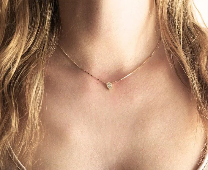 Pear Diamond Necklace Solitaire Diamond Necklace Capucinne Necklaces