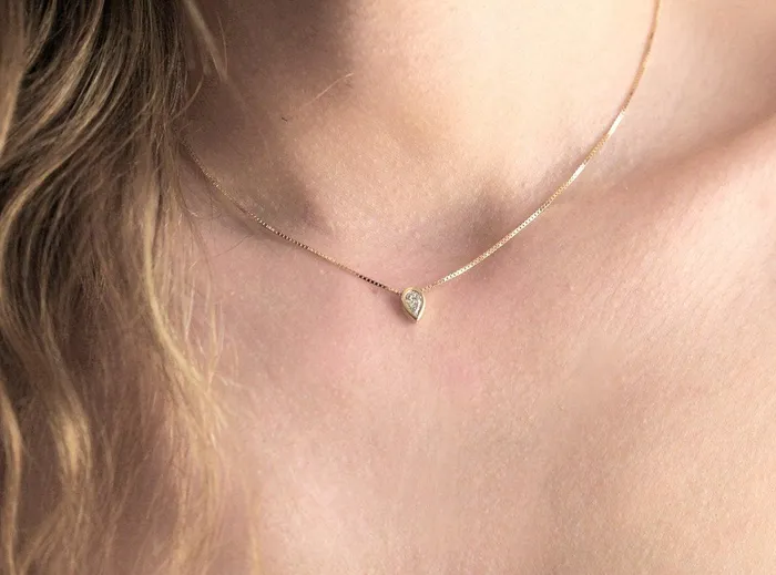 Pear Diamond Necklace Solitaire Diamond Necklace Capucinne Necklaces