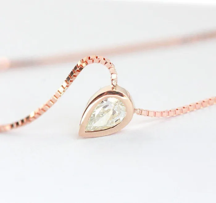 Pear Diamond Necklace Solitaire Diamond Necklace Capucinne Necklaces