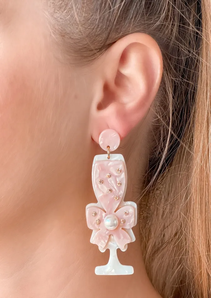 Pearl Champagne Acrylic Dangle Earrings Prep Obsessed FAME Earrings