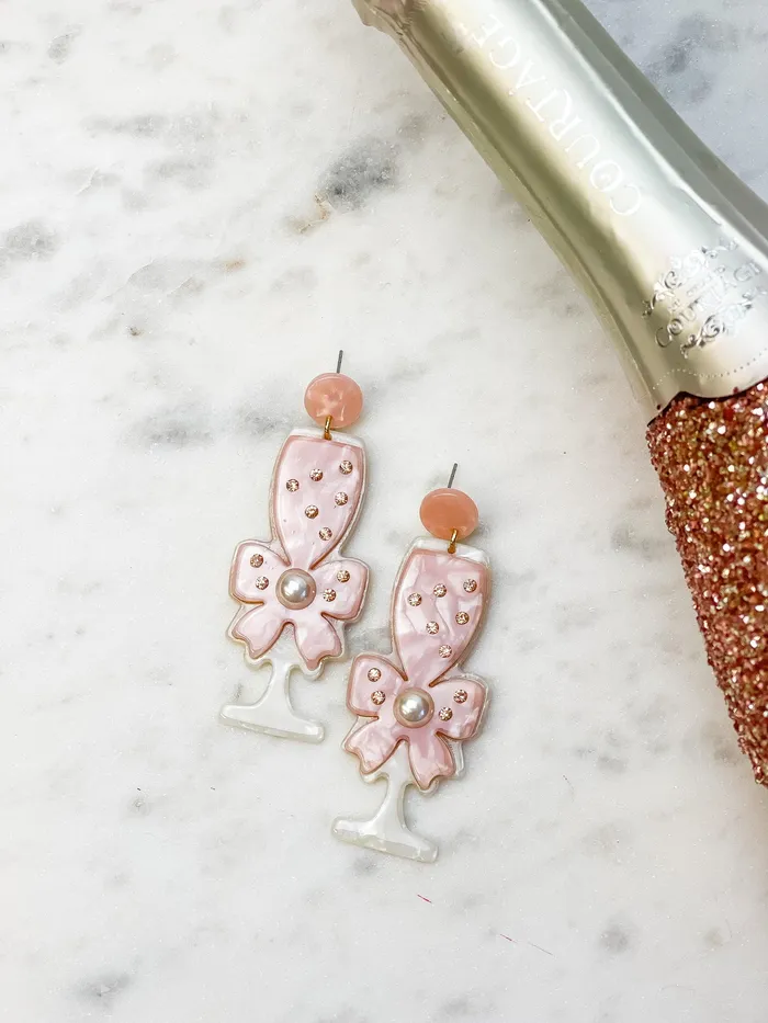Pearl Champagne Acrylic Dangle Earrings Prep Obsessed FAME Earrings