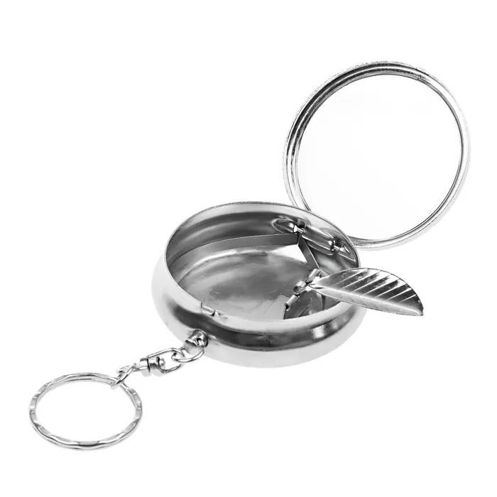 Phenovo Fashionable Easy Convenient Carry Portable Stainless Steel Round Shape Ash Tray Ashtray with Keychain Silver Dropshipped via Social Commerce Network Bracelets