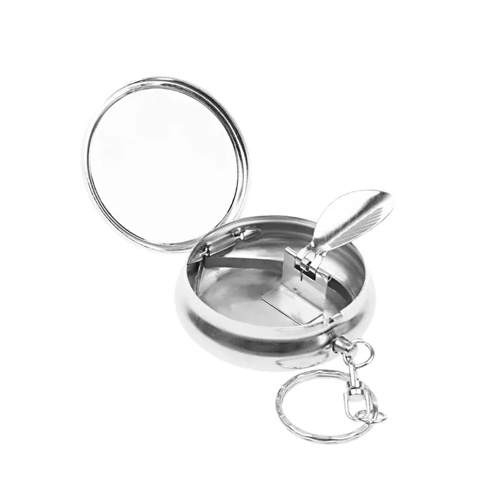 Phenovo Fashionable Easy Convenient Carry Portable Stainless Steel Round Shape Ash Tray Ashtray with Keychain Silver Dropshipped via Social Commerce Network Bracelets