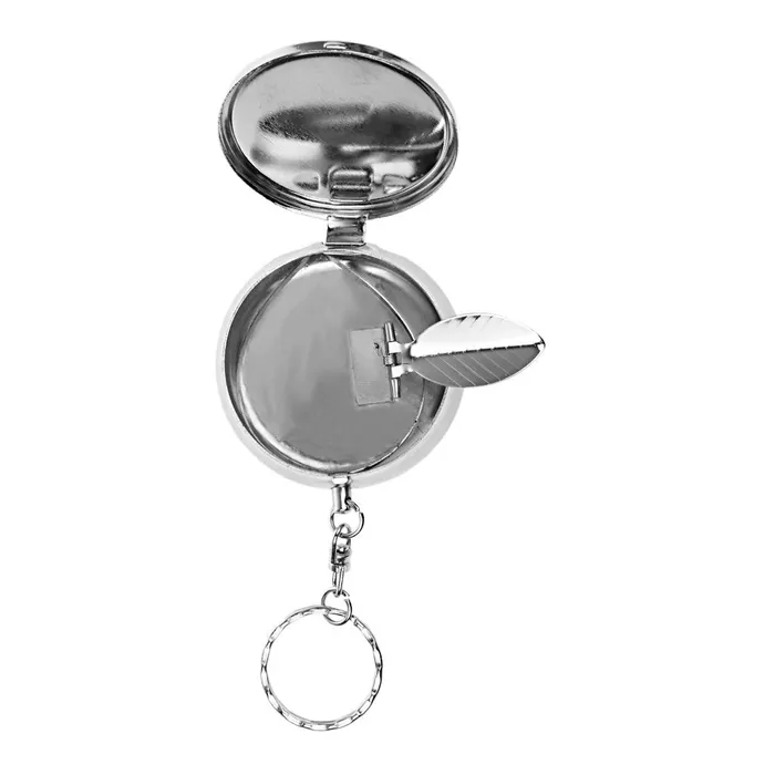 Phenovo Fashionable Easy Convenient Carry Portable Stainless Steel Round Shape Ash Tray Ashtray with Keychain Silver Dropshipped via Social Commerce Network Bracelets