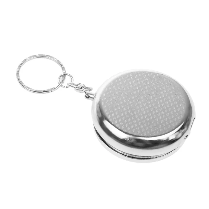 Phenovo Fashionable Easy Convenient Carry Portable Stainless Steel Round Shape Ash Tray Ashtray with Keychain Silver Dropshipped via Social Commerce Network Bracelets