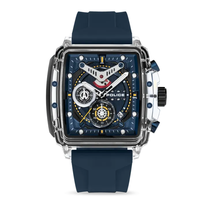 Police Clout Gents Blue Dial Blue Silicon Strap Watch Police Watches