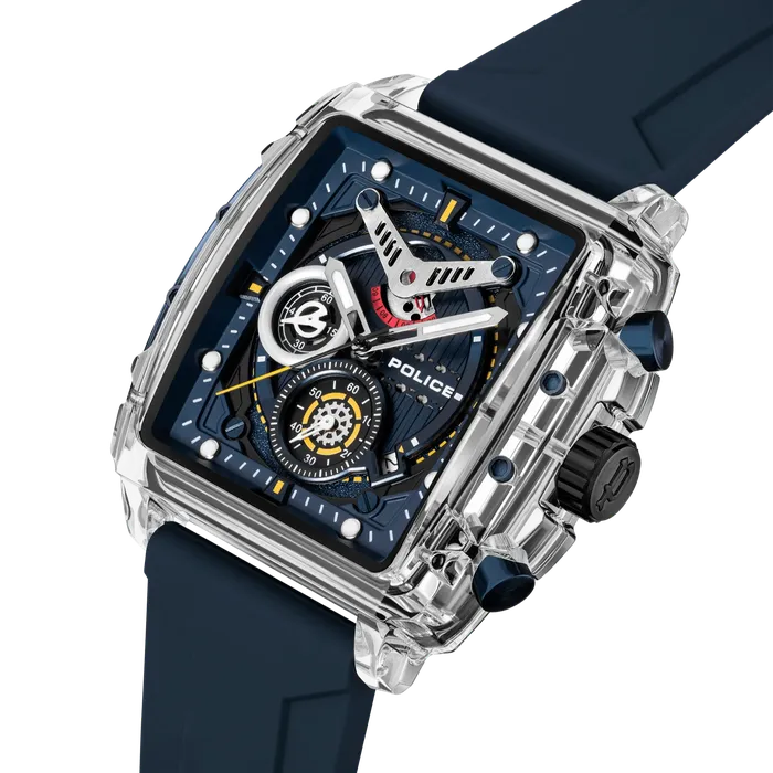 Police Clout Gents Blue Dial Blue Silicon Strap Watch Police Watches